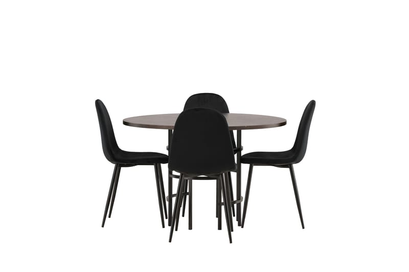 Copenhagen Spisegruppe 115 cm Rund med 4 Polar Stoler, Sort