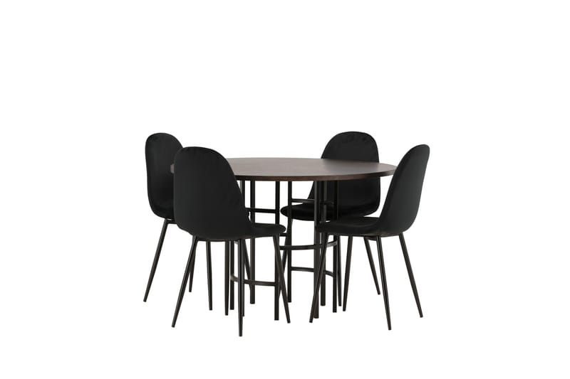 Copenhagen Spisegruppe 115 cm Rund med 4 Polar Stoler - Sort - Møbler - Bord - Spisegruppe