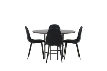 Copenhagen Spisegruppe 115 cm Rund med 4 Polar Stoler - Sort - Møbler - Bord - Spisegruppe