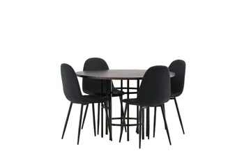 Copenhagen Spisegruppe 115 cm Rund med 4 Polar Stoler - Sort - Møbler - Bord - Spisegruppe