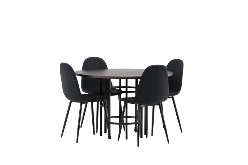 Copenhagen Spisegruppe 115 cm Rund med 4 Polar Stoler - Sort - Møbler - Bord - Spisegruppe