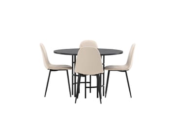 Copenhagen Spisegruppe 115 cm Rund med 4 Polar Stoler - Beige - Møbler - Bord - Spisegruppe