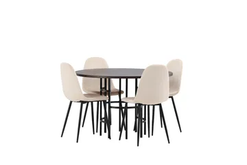 Copenhagen Spisegruppe 115 cm Rund med 4 Polar Stoler - Beige - Møbler - Bord - Spisegruppe