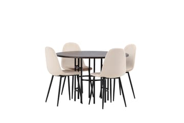 Copenhagen Spisegruppe 115 cm Rund med 4 Polar Stoler - Beige - Møbler - Bord - Spisegruppe