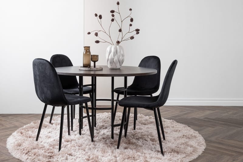 Copenhagen Spisegruppe 115 cm Rund med 4 Polar Stoler - Sort - Møbler - Bord - Spisegruppe