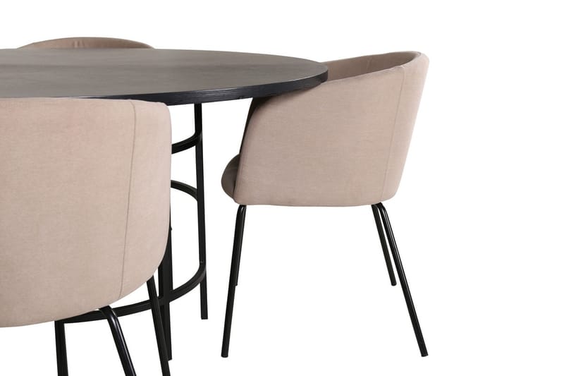 Copenhagen Spisegruppe 140 cm rund med 4 Berit stoler - Beige/Svart - Møbler - Bord - Spisegruppe