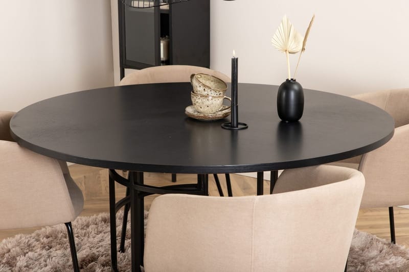 Copenhagen Spisegruppe 140 cm rund med 4 Berit stoler - Beige/Svart - Møbler - Bord - Spisegruppe