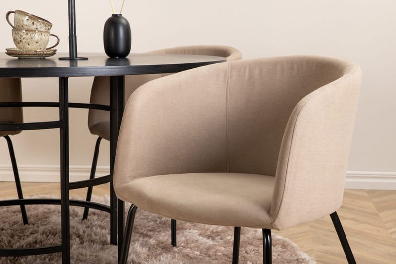 Copenhagen Spisegruppe 140 cm rund med 4 Berit stoler - Beige/Svart - Møbler - Bord - Spisegruppe