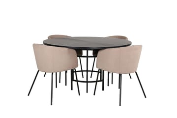 Copenhagen Spisegruppe 140 cm rund med 4 Berit stoler - Beige/Svart - Møbler - Bord - Spisegruppe