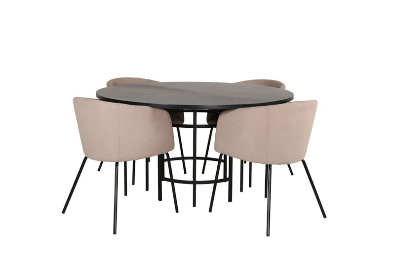 Copenhagen Spisegruppe 140 cm rund med 4 Berit stoler - Beige/Svart - Møbler - Bord - Spisegruppe