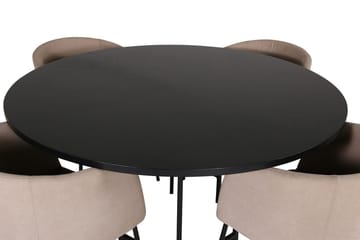 Copenhagen Spisegruppe 140 cm rund med 4 Berit stoler - Beige/Svart - Møbler - Bord - Spisegruppe