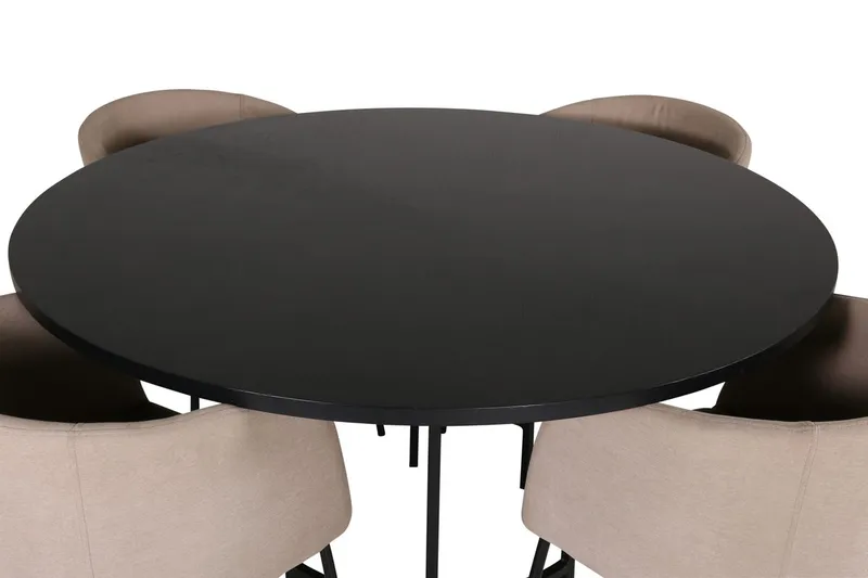 Copenhagen Spisegruppe 140 cm rund med 4 Berit stoler - Beige/Svart - Møbler - Bord - Spisegruppe