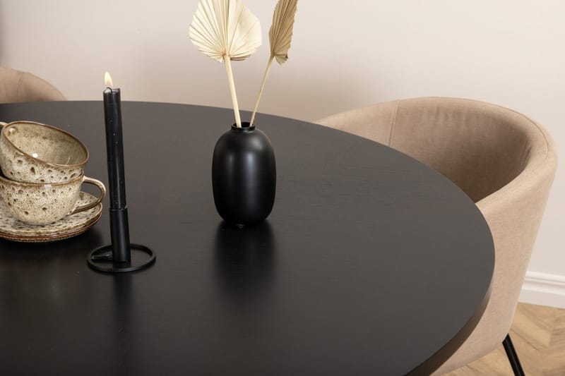 Copenhagen Spisegruppe 140 cm rund med 4 Berit stoler - Beige/Svart - Møbler - Bord - Spisegruppe