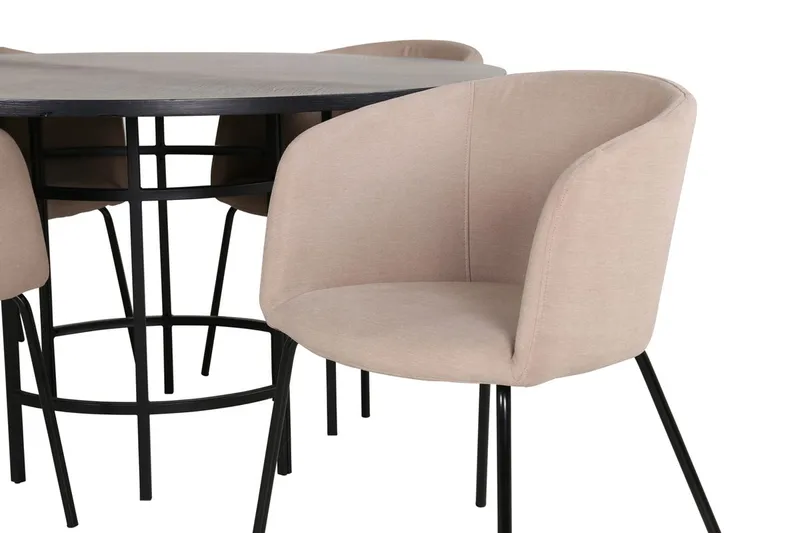 Copenhagen Spisegruppe 140 cm rund med 4 Berit stoler - Beige/Svart - Møbler - Bord - Spisegruppe