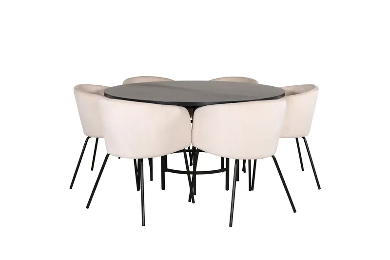 Copenhagen spisegruppe 140 cm rund med 6 Berit stoler