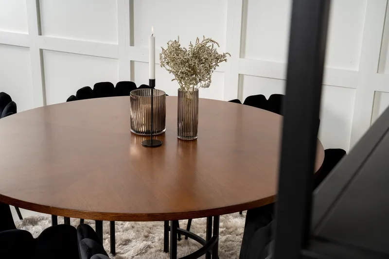 Copenhagen Spisegruppe 140 cm Rund med 6 Limhamn Stoler - Sort - Møbler - Bord - Spisegruppe