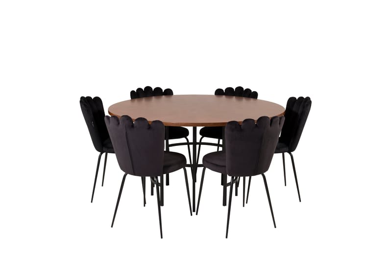 Copenhagen Spisegruppe 140 cm Rund med 6 Limhamn Stoler - Sort - Møbler - Bord - Spisegruppe