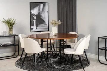 Copenhagen Spisegruppe 140 cm Rund med 6 Velvet Stoler - Sort - Møbler - Bord - Spisegruppe