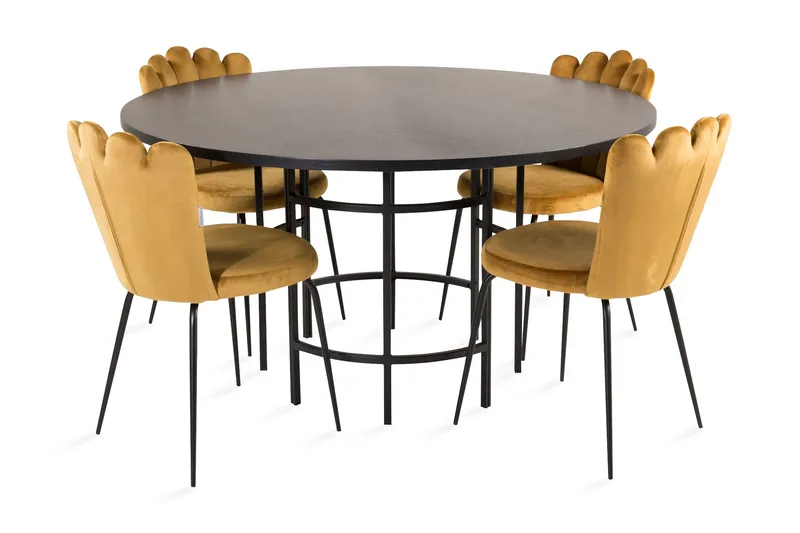 Copenhagen Spisegruppe med 4 Limhamn Spisestoler Gul, Furniture Fashion