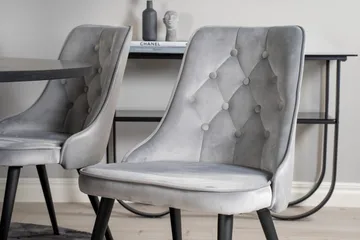 Copenhagen Spisegruppe med 6 Valera Luksus Fløyelsstoler Svart/Grå - Furniture Fashion - Møbler - Bord - Spisegruppe