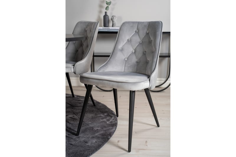 Copenhagen Spisegruppe med 6 Valera Luksus Fløyelsstoler Svart/Grå - Furniture Fashion - Møbler - Bord - Spisegruppe