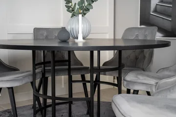 Copenhagen Spisegruppe med 6 Valera Luksus Fløyelsstoler Svart/Grå - Furniture Fashion - Møbler - Bord - Spisegruppe