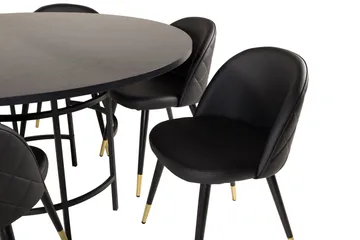 Copenhagen Spisegruppe med 6 Valera Spisestoler Messing/Svart - Furniture Fashion - Møbler - Bord - Spisegruppe