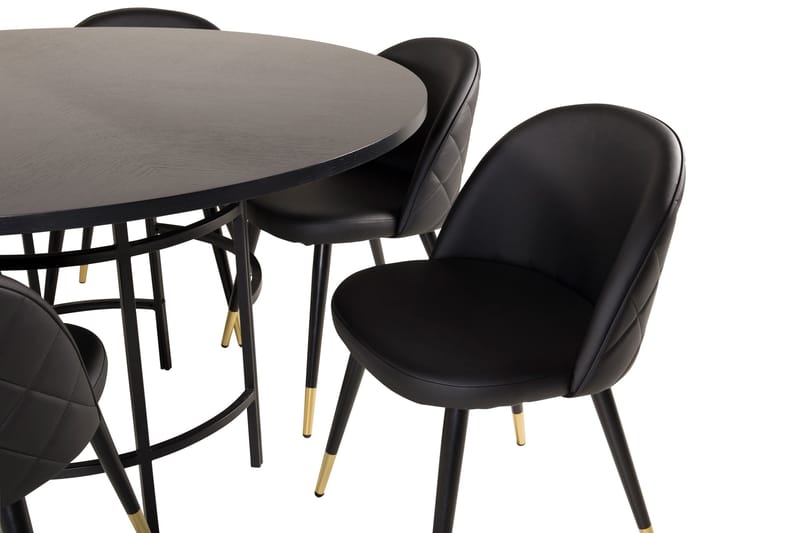 Copenhagen Spisegruppe med 6 Valera Spisestoler Messing/Svart - Furniture Fashion - Møbler - Bord - Spisegruppe