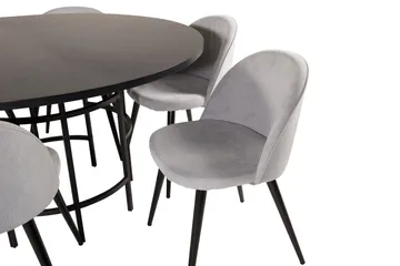 Copenhagen Spisegruppe med 6 Valerie Spisestoler Kordfløyel Grå/S - Furniture Fashion - Møbler - Bord - Spisegruppe