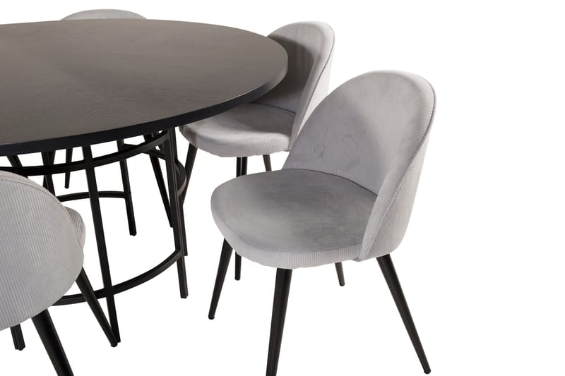 Copenhagen Spisegruppe med 6 Valerie Spisestoler Kordfløyel Grå/S - Furniture Fashion - Møbler - Bord - Spisegruppe