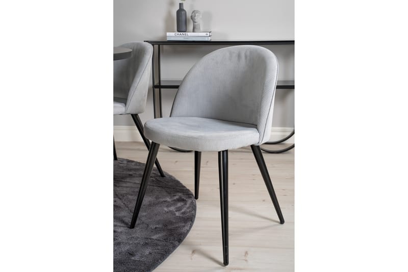 Copenhagen Spisegruppe med 6 Valerie Spisestoler Kordfløyel Grå/S - Furniture Fashion - Møbler - Bord - Spisegruppe