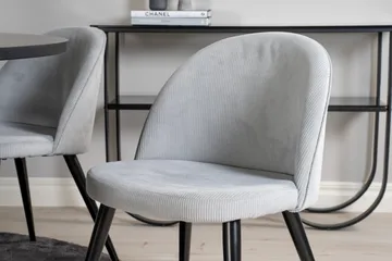 Copenhagen Spisegruppe med 6 Valerie Spisestoler Kordfløyel Grå/S - Furniture Fashion - Møbler - Bord - Spisegruppe