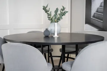 Copenhagen Spisegruppe med 6 Valerie Spisestoler Kordfløyel Grå/S - Furniture Fashion - Møbler - Bord - Spisegruppe