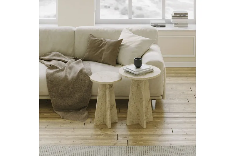 Corren Stuebord 40 cm - Travertin - Møbler - Bord - Sofabord & salongbord