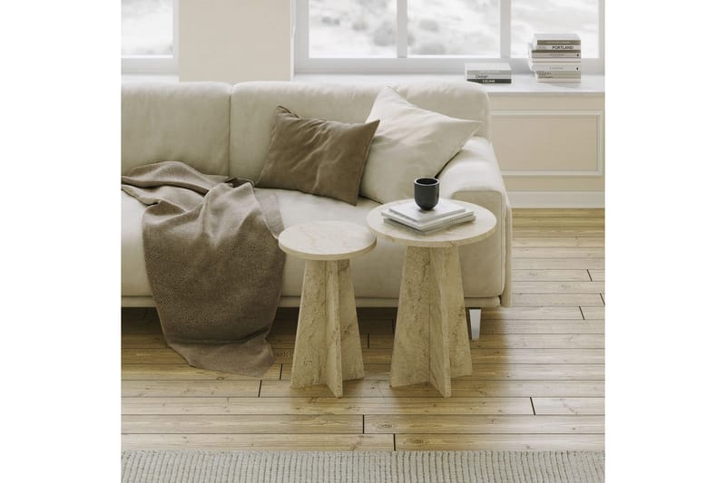 Corren Stuebord 40 cm - Travertin - Møbler - Bord - Sofabord & salongbord