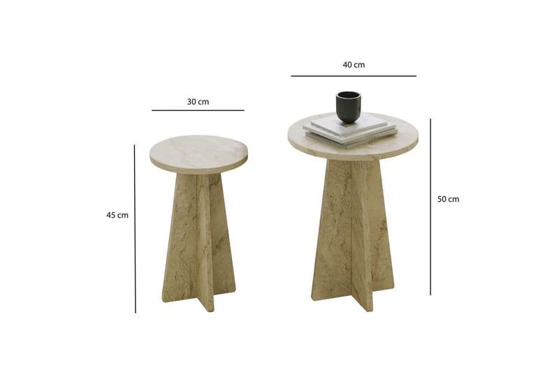 Corren Stuebord 40 cm - Travertin - Møbler - Bord - Sofabord & salongbord