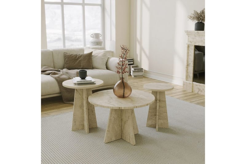 Corren Stuebord 60 cm - Travertin - Møbler - Bord - Sofabord & salongbord