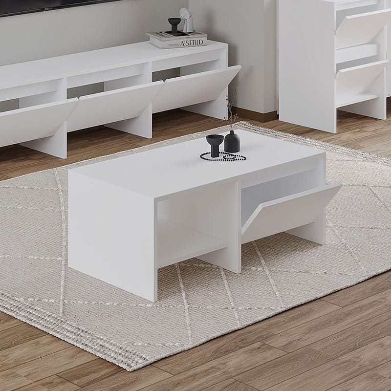 Crala Sofabord 90x35x45 cm - Hvit - Møbler - Bord - Sofabord & salongbord