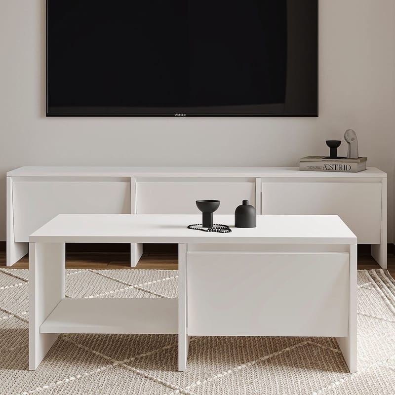 Crala Sofabord 90x35x45 cm - Hvit - Møbler - Bord - Sofabord & salongbord