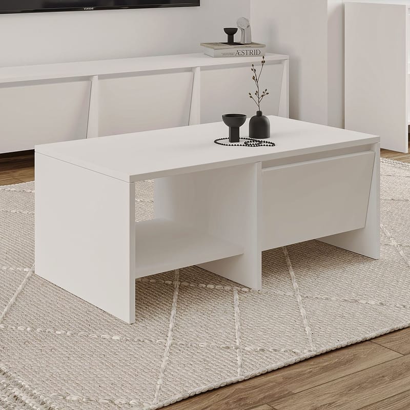 Crala Sofabord 90x35x45 cm - Hvit - Møbler - Bord - Sofabord & salongbord