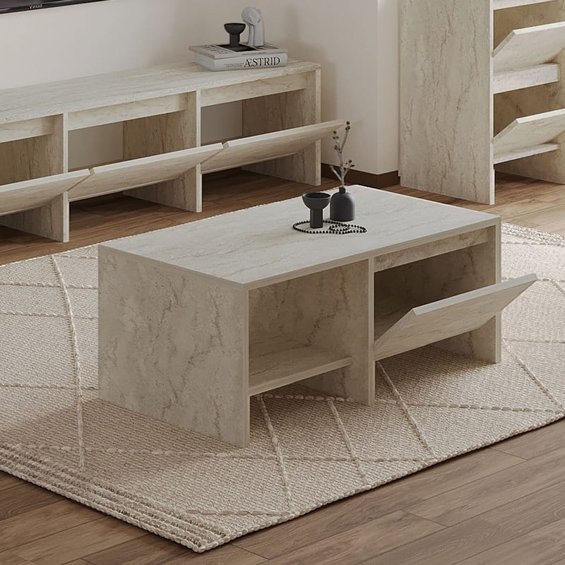 Crala Sofabord 90x35x45 cm - Travertin - Møbler - Bord - Sofabord & salongbord