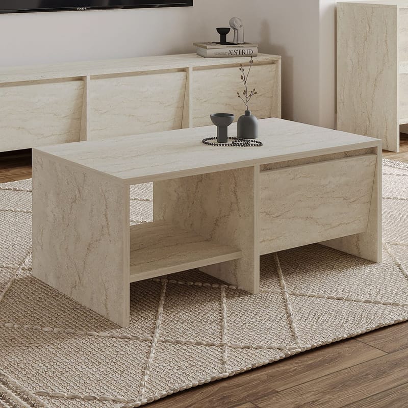 Crala Sofabord 90x35x45 cm - Travertin - Møbler - Bord - Sofabord & salongbord