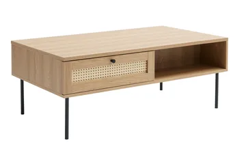 Cyndy 110 cm Rektangulært Sofabord med Skuffer i Lyst Tre - Beige - Møbler - Bord - Sofabord & salongbord