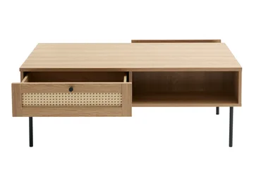 Cyndy 110 cm Rektangulært Sofabord med Skuffer i Lyst Tre - Beige - Møbler - Bord - Sofabord & salongbord