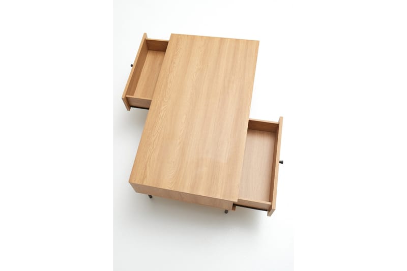 Cyndy 110 cm Rektangulært Sofabord med Skuffer i Lyst Tre - Beige - Møbler - Bord - Sofabord & salongbord