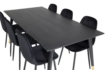 Daicy Spisegruppe 180 cm inkl. 6 Ypas Stoler - Svart/Messing - Møbler - Bord - Spisegruppe