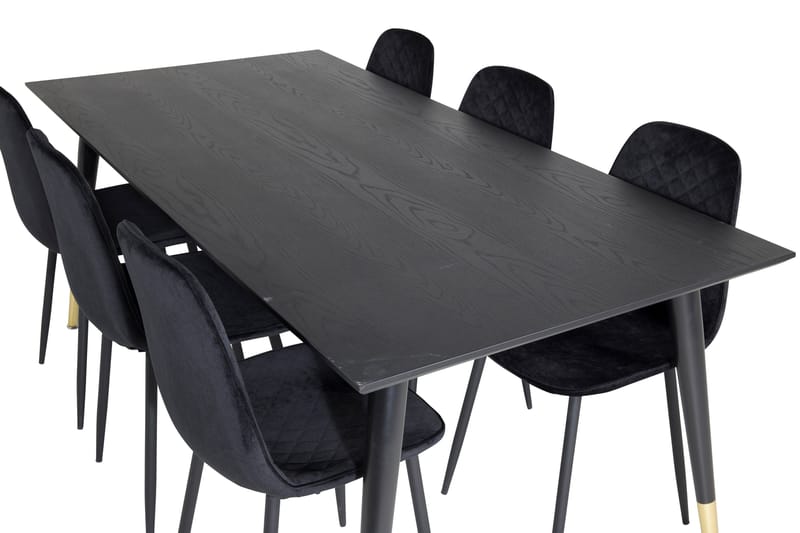 Daicy Spisegruppe 180 cm inkl. 6 Ypas Stoler - Svart/Messing - Møbler - Bord - Spisegruppe