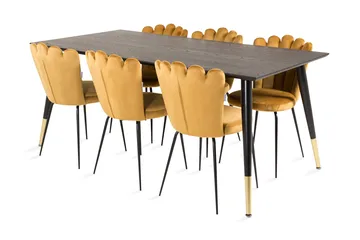 Daicy Spisegruppe 180 cm med 6 Limhamn Spisestoler Gul - Furniture Fashion - Møbler - Bord - Spisegruppe