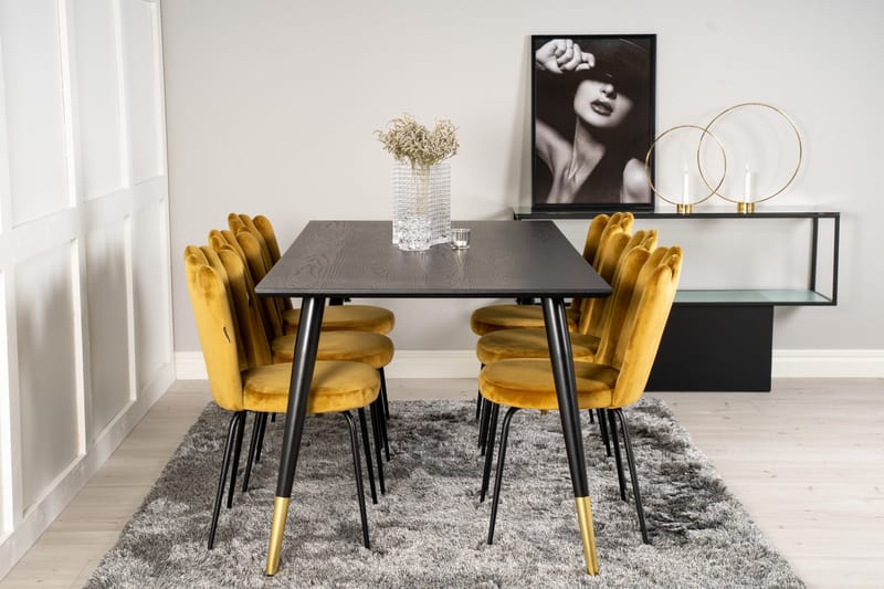 Daicy Spisegruppe 180 cm med 6 Limhamn Spisestoler Gul - Furniture Fashion - Møbler - Bord - Spisegruppe