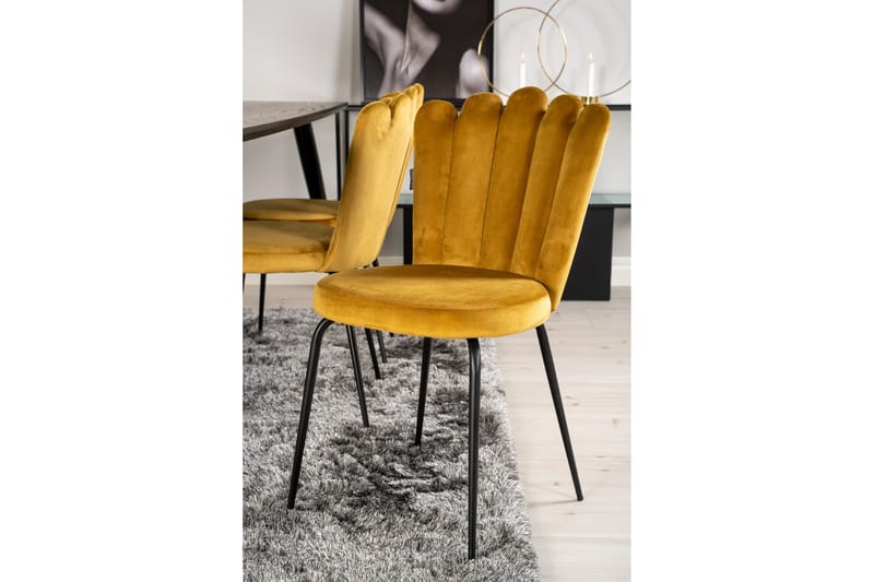 Daicy Spisegruppe 180 cm med 6 Limhamn Spisestoler Gul - Furniture Fashion - Møbler - Bord - Spisegruppe